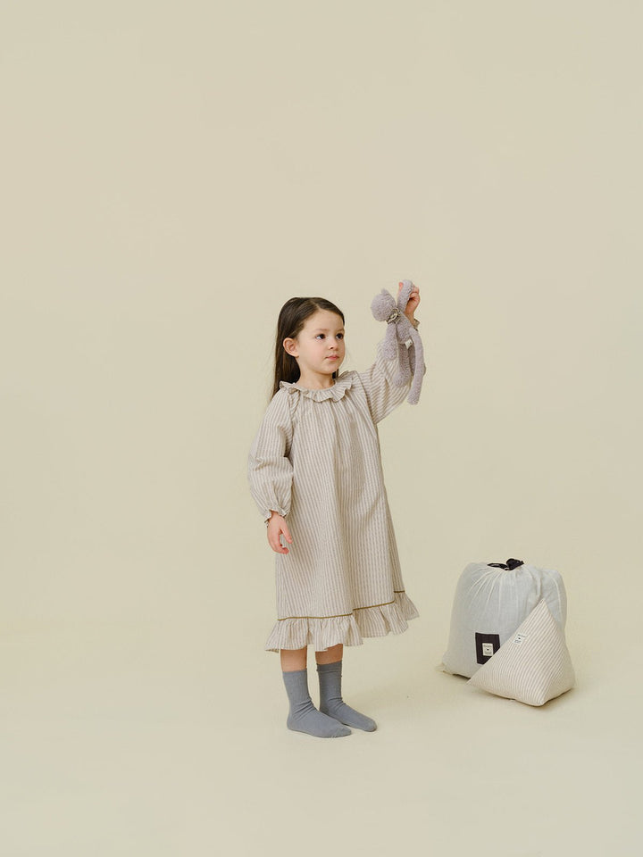 Andy Stripe Pajama Dress - Beige - Posh New York