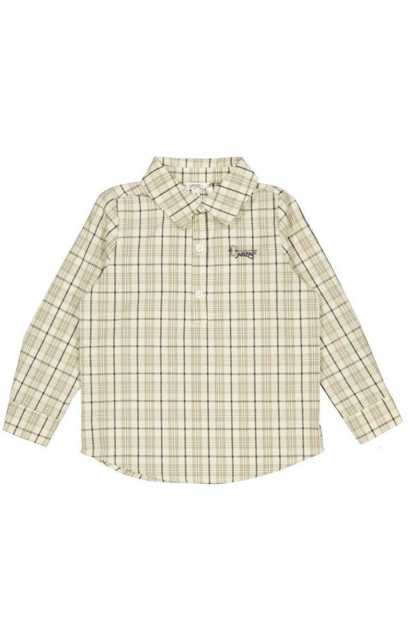 Arza Brown Plaid Half Placket Shirt - Posh New York