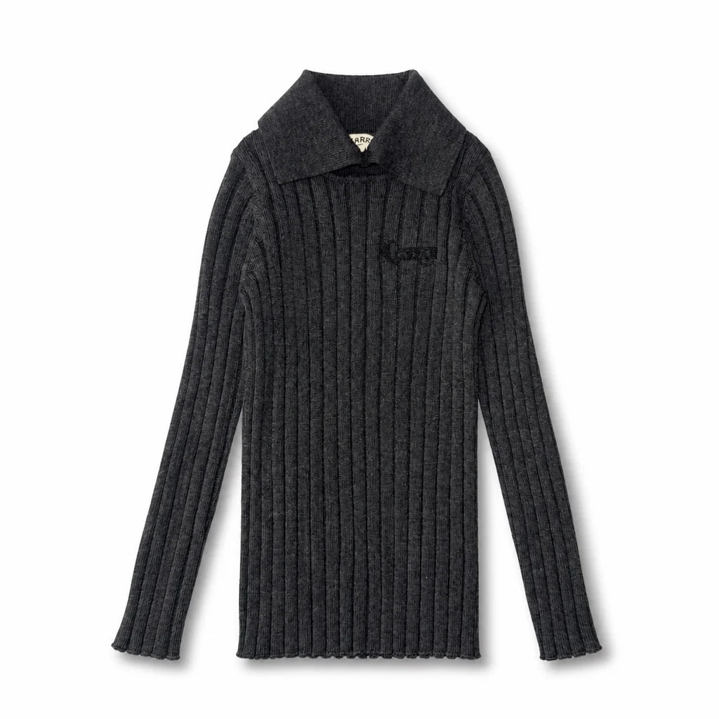 Arza Grey Ribbed Turtleneck Polo - Posh New York