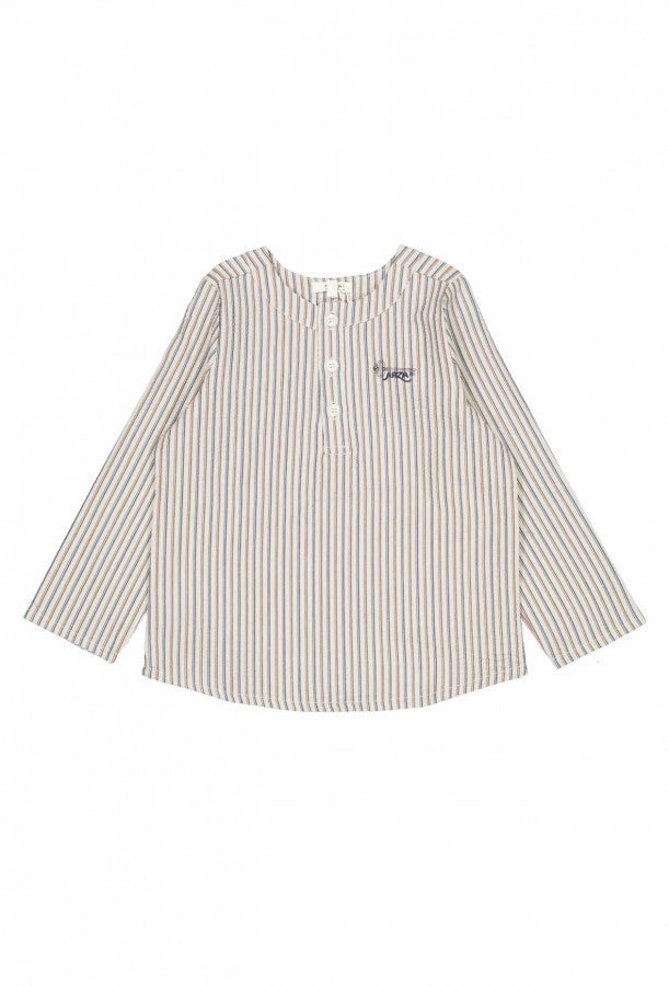 Arza Taupe Seersucker Stripe Tunic - Posh New York
