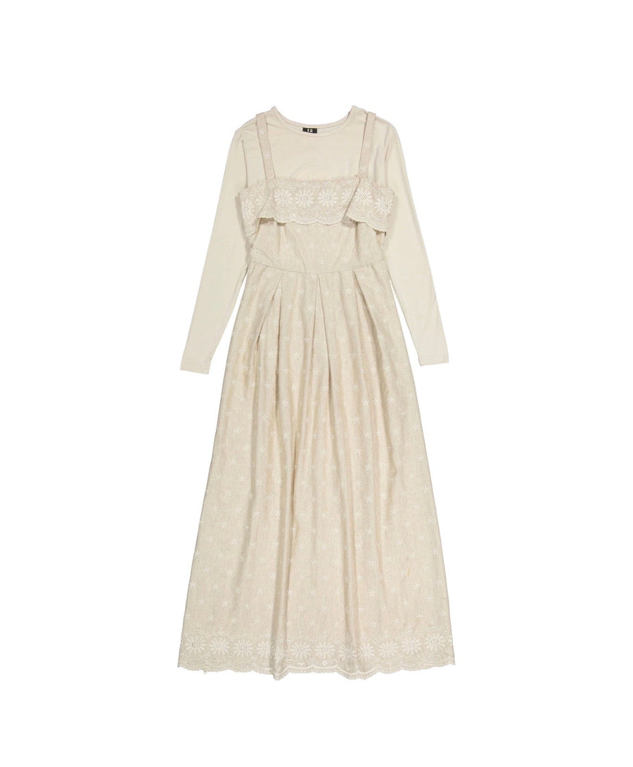 Beige Eyelet Maxi Jumper set - Posh New York