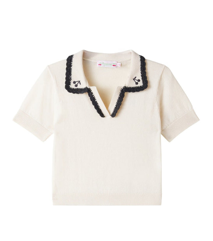 Beige Polo Embroidered Collar - Upb Ecru 103 - Posh New York