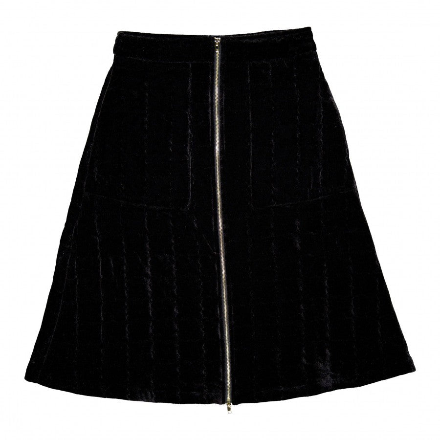 Black Velvet Zipper Front Skirt - Posh New York