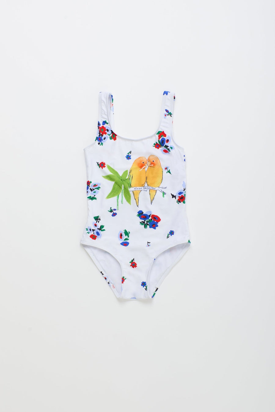 Blossom Birds Swimsuit - White - Posh New York