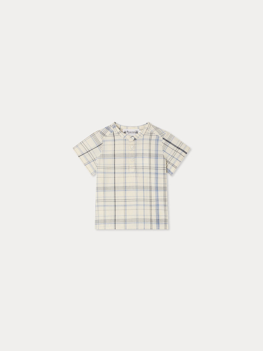 Blue and White Plaid Shirt - CA Bleu 315 - Posh New York