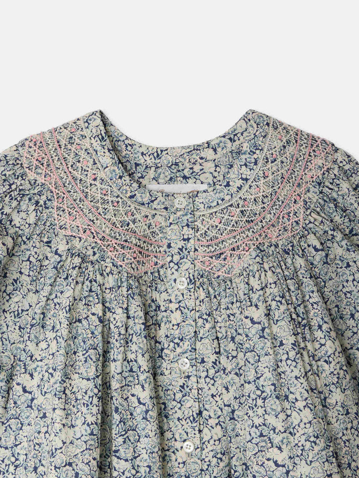 Blue Floral Dress - Fl Bleu De Prusse 51 - Posh New York