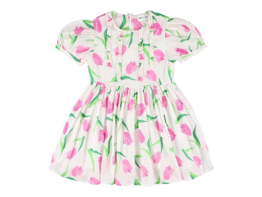 Blue Floral Puff Sleeve Dress - White - Posh New York