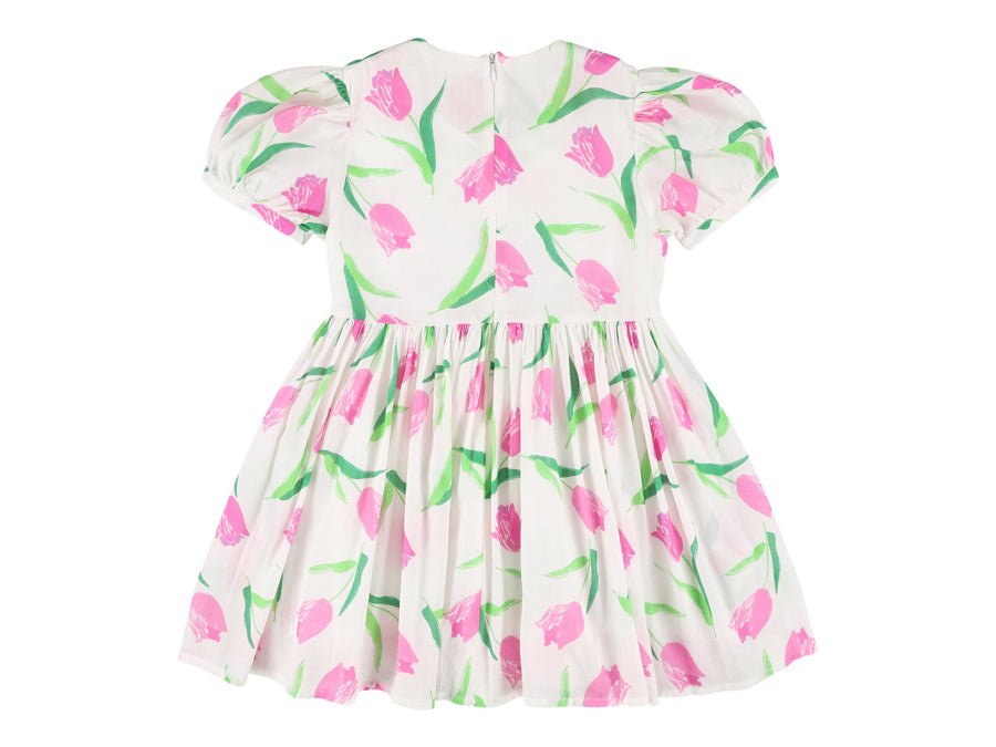 Blue Floral Puff Sleeve Dress - White - Posh New York