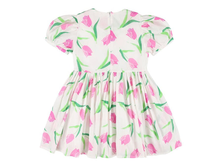 Blue Floral Puff Sleeve Dress - White - Posh New York