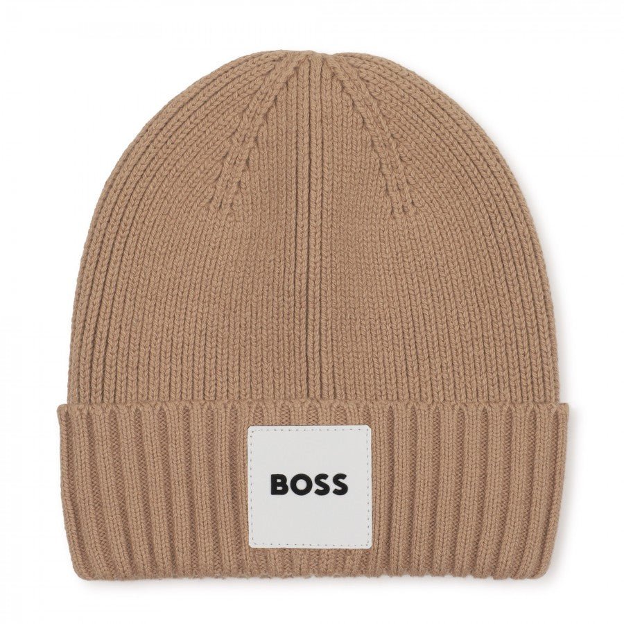 BOSS BEIGE KNIT BEANIE - Posh New York