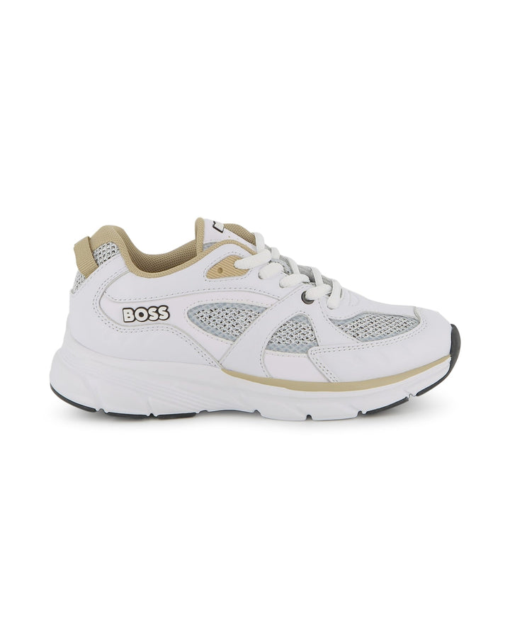 Branded Rubber Badge On Side Of Sneaker - 10P White - Posh New York