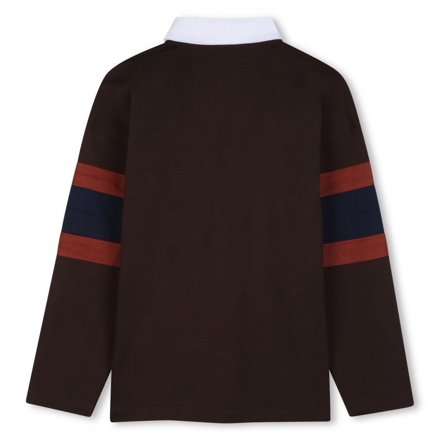 BROWN JERSEY POLO WITH STRIPES - Posh New York