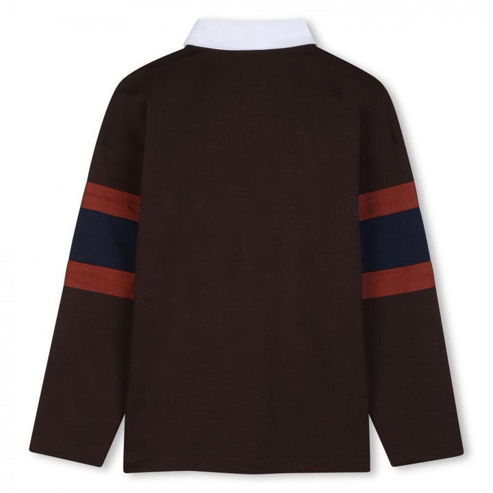 BROWN JERSEY POLO WITH STRIPES - Posh New York