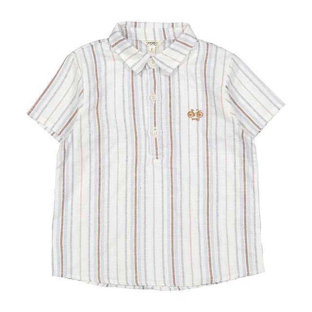 Brown Striped Collar Tunic - Brown - Posh New York