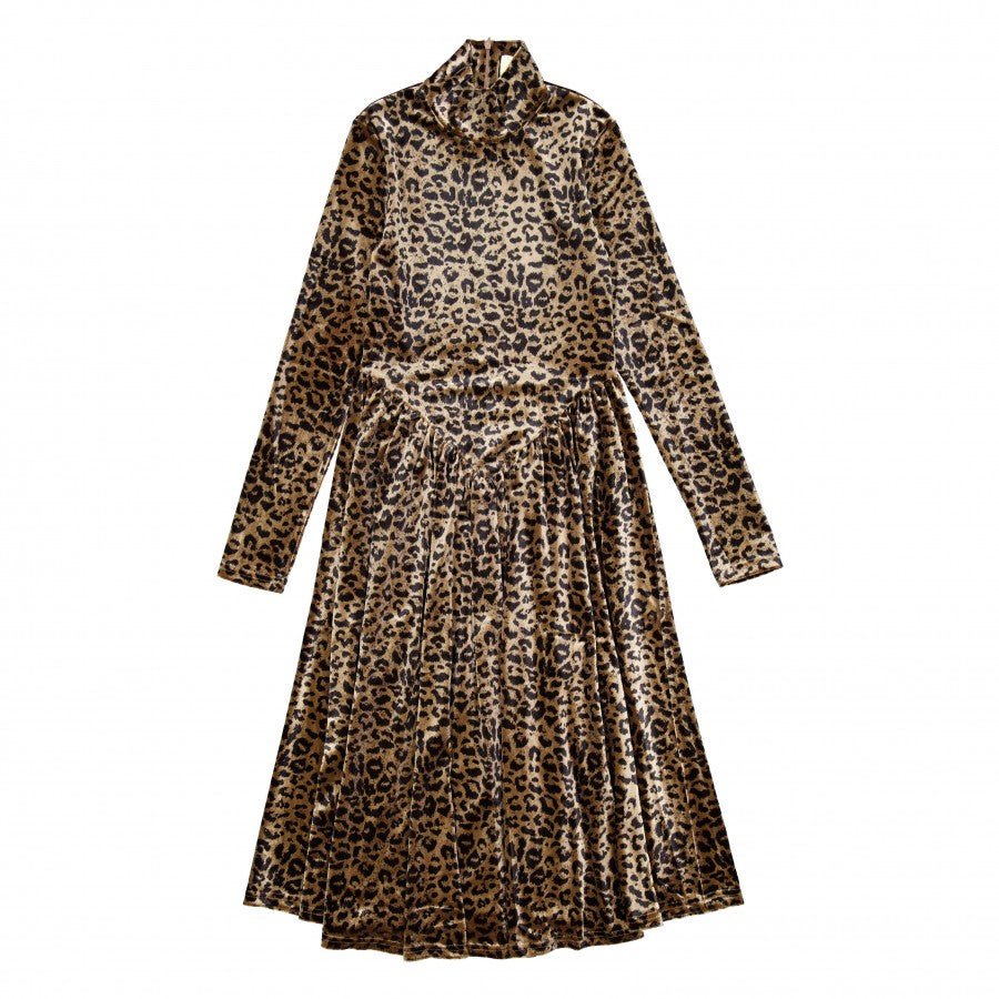 Brown Velvet Leopard V-Yoke Maxi Dress - Posh New York