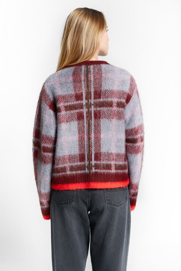 BRUSCHED CHECKS PATTERN CARDIGAN - Posh New York