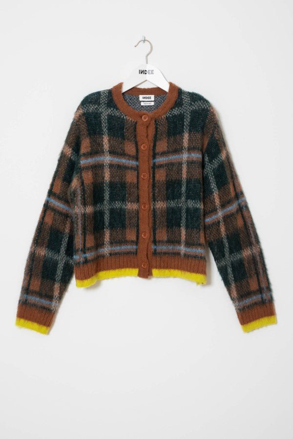 BRUSCHED CHECKS PATTERN CARDIGAN - Posh New York