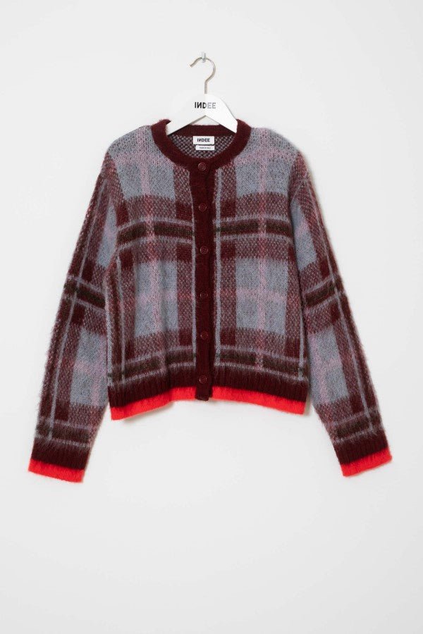 BRUSCHED CHECKS PATTERN CARDIGAN - Posh New York