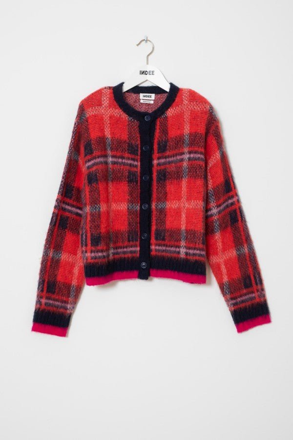 BRUSCHED CHECKS PATTERN CARDIGAN - Posh New York