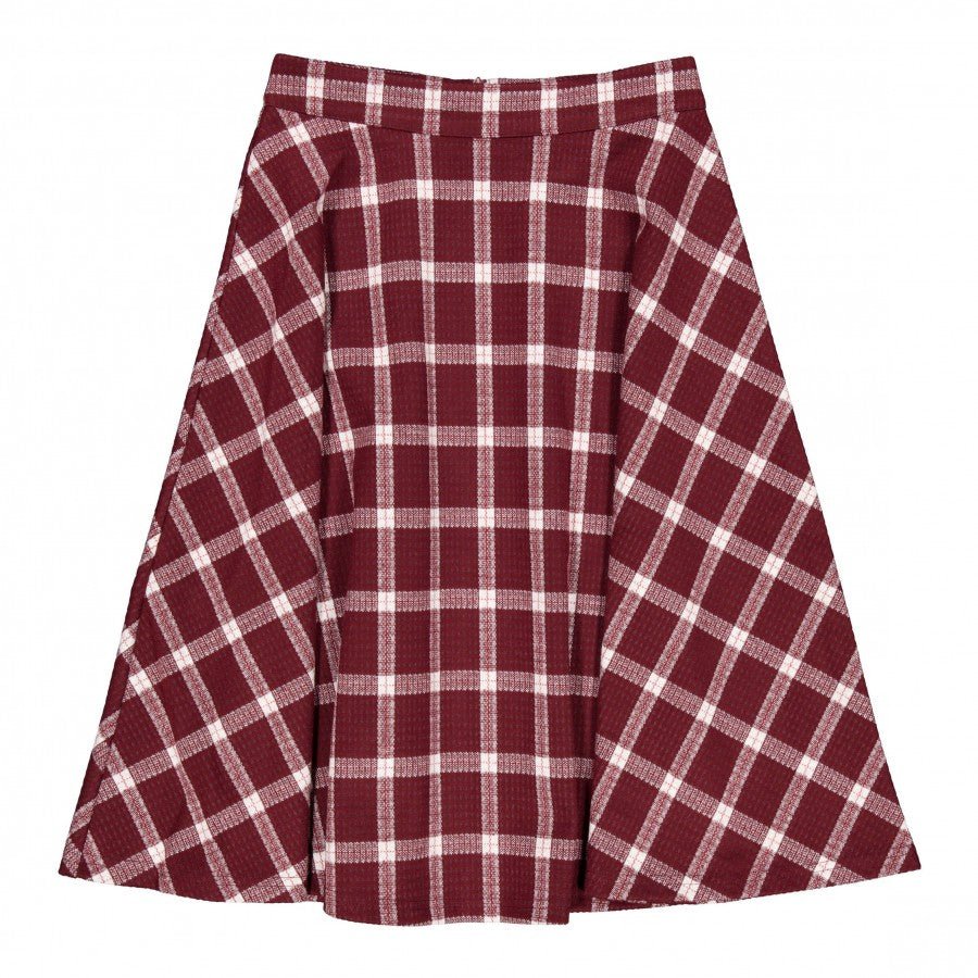 Burgundy Plaid Flair Skirt - Posh New York