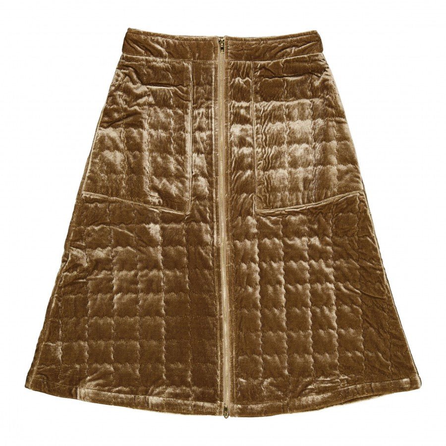 Camel Quilted Zipper Front Skirt - Posh New York