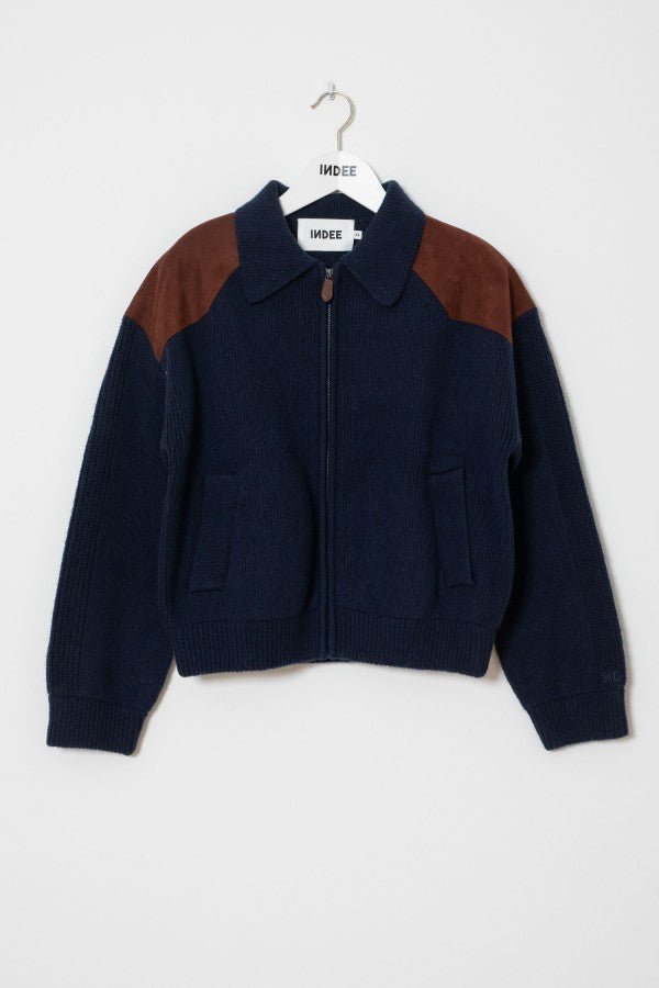 CARDIGAN W/ZIPPER AND SUEDE APPLICATIONS - Posh New York