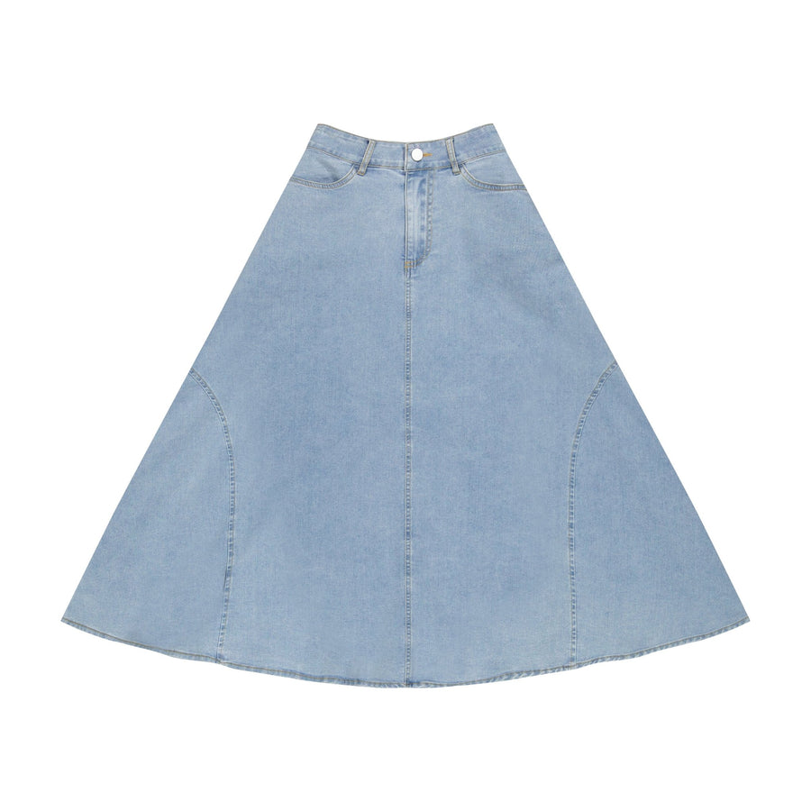 Denim Long Skirt - Denim Blue - Posh New York