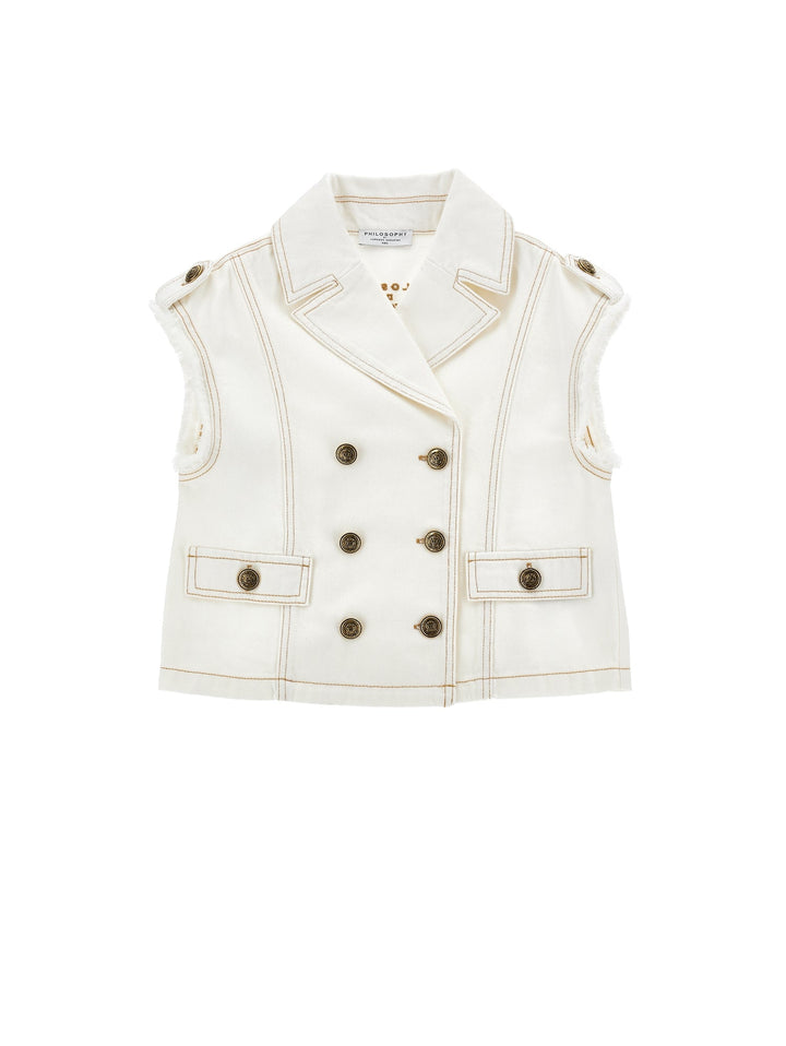 Denim Vest - 0002 Off White - Posh New York