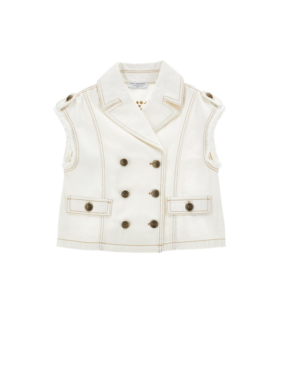 Denim Vest - 0002 Off White - Posh New York