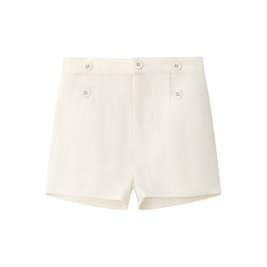 Double Button Shorts - White - Posh New York