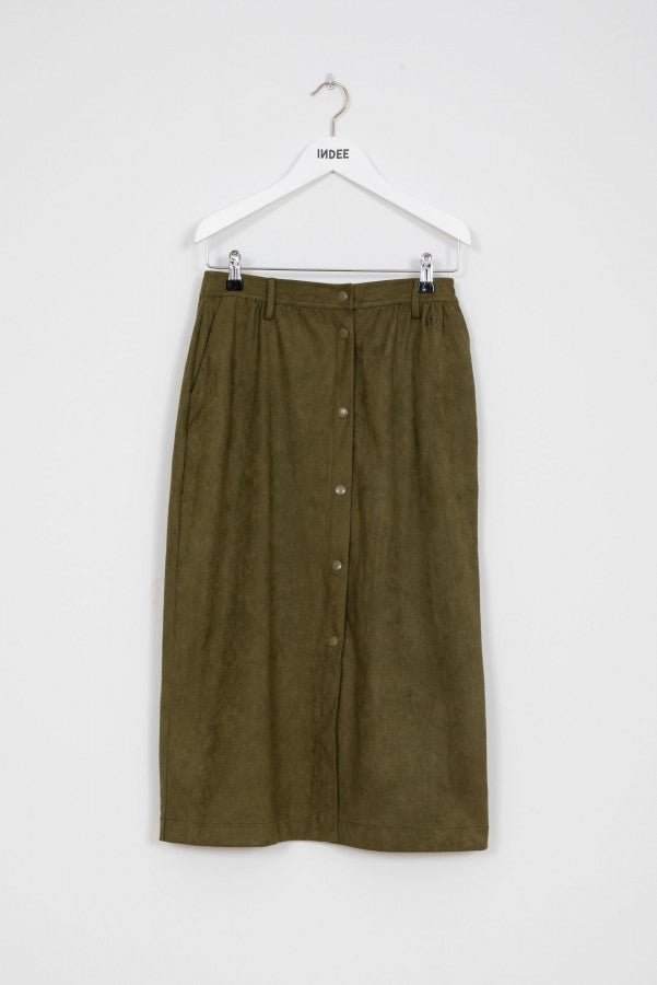 FAKE SUEDE MIDI SKIRT - Posh New York