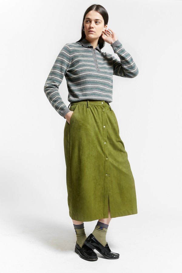FAKE SUEDE MIDI SKIRT - Posh New York