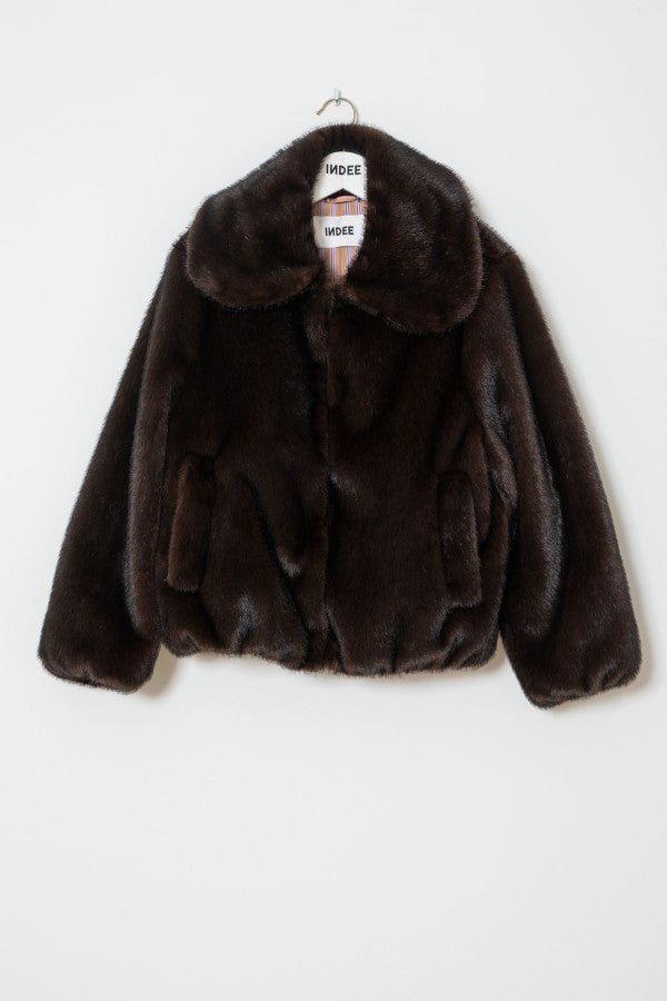 FAUX FUR COAT W/ COLLAR - Posh New York