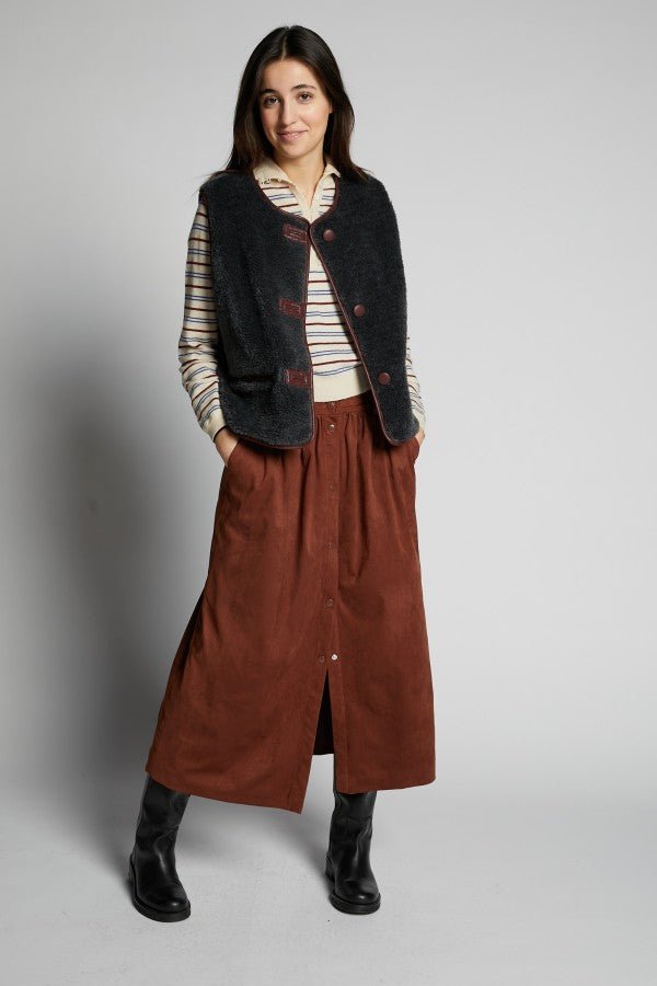 FAUX SUEDE MIDI SKIRT - Posh New York