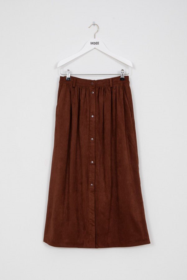 FAUX SUEDE MIDI SKIRT - Posh New York