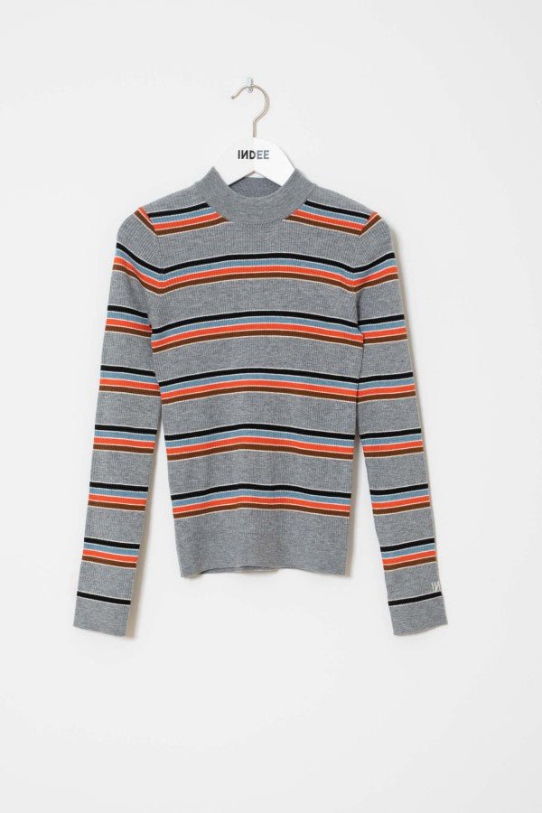FITTED HIGH NECK STRIPED PULLOVER - Posh New York