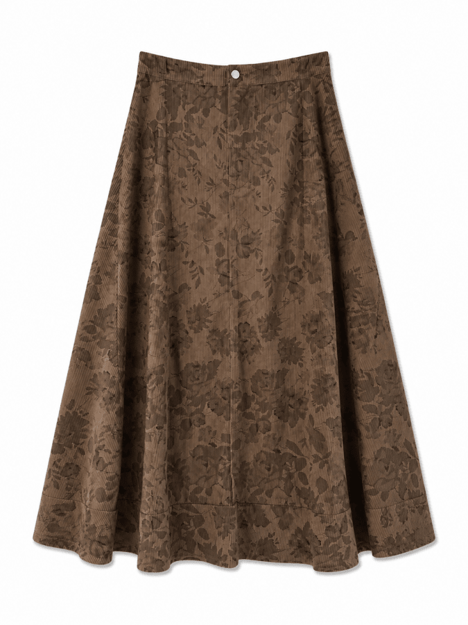 FLORAL CORDUROY MAXI SKIRT - Posh New York