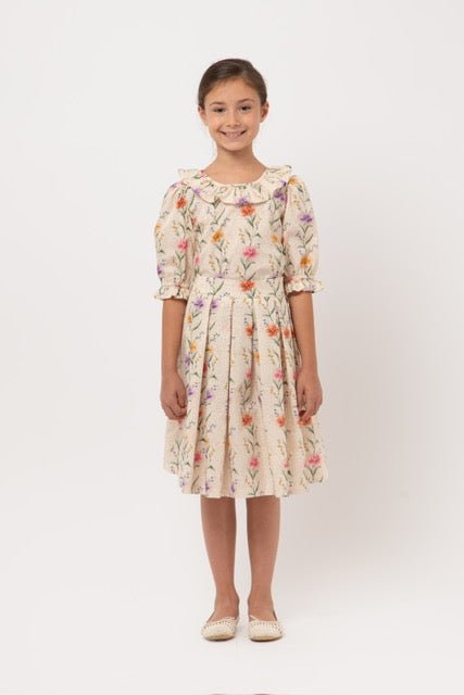 Floral Top W/ Collar - Fiori Pesca - Posh New York