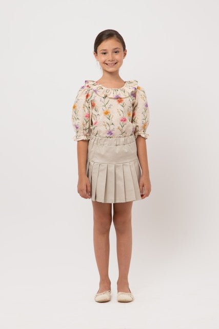 Floral Top W/ Collar - Fiori Pesca - Posh New York