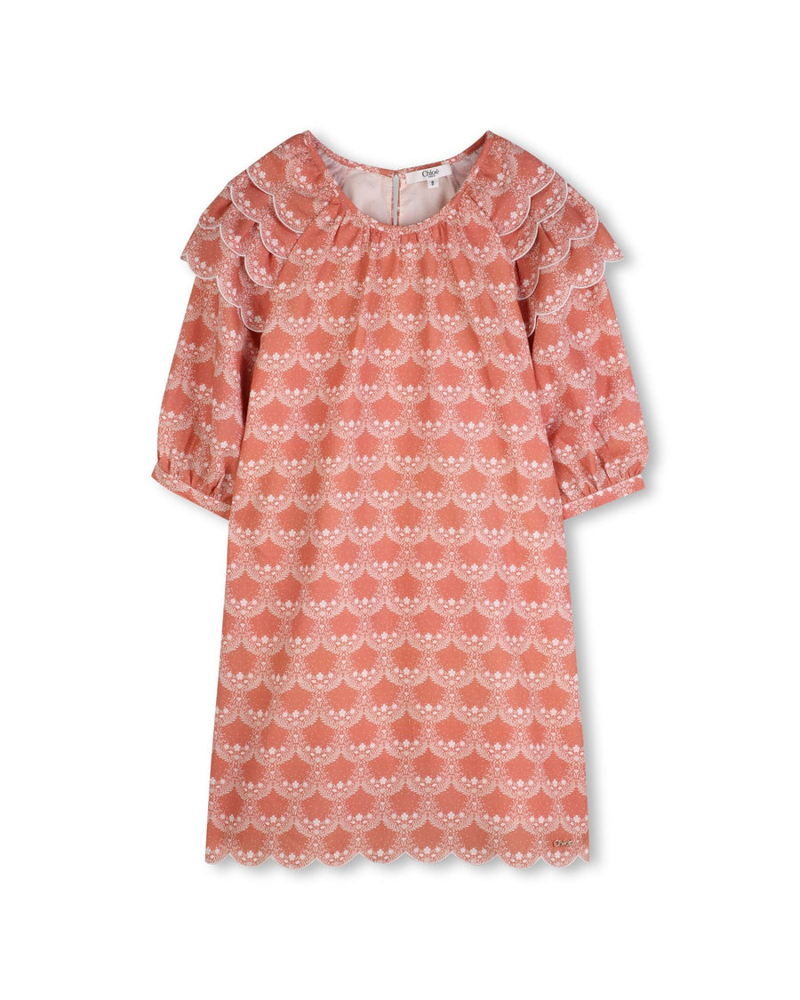Flounce Puff Sleeve Dress - 45U Pink Coral - Posh New York