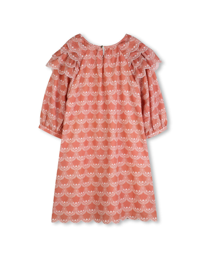 Flounce Puff Sleeve Dress - 45U Pink Coral - Posh New York