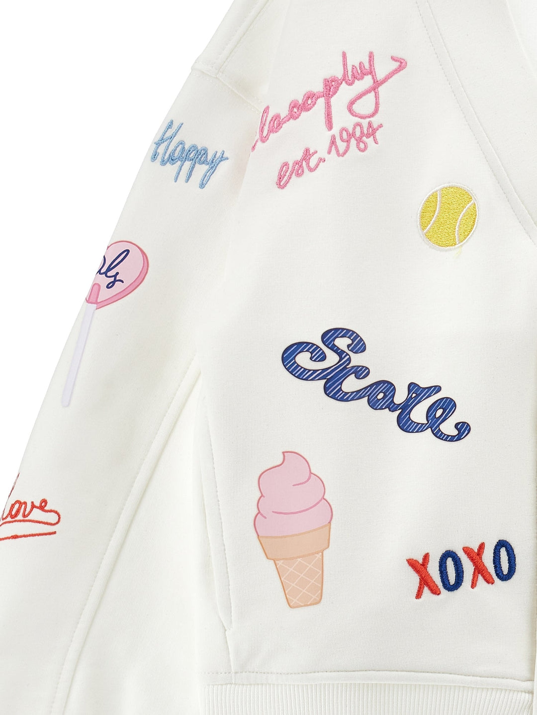 French Terry Cardigan With Allover Graphic - 0001 White - Posh New York
