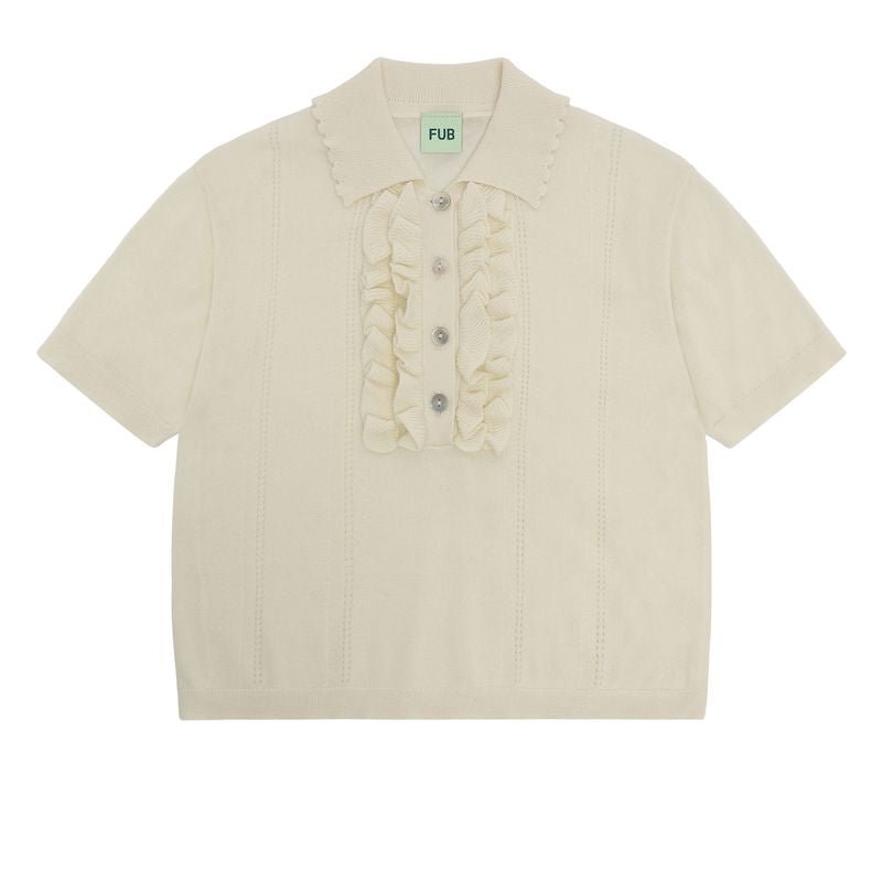 Frill Polo - Ecru - Posh New York