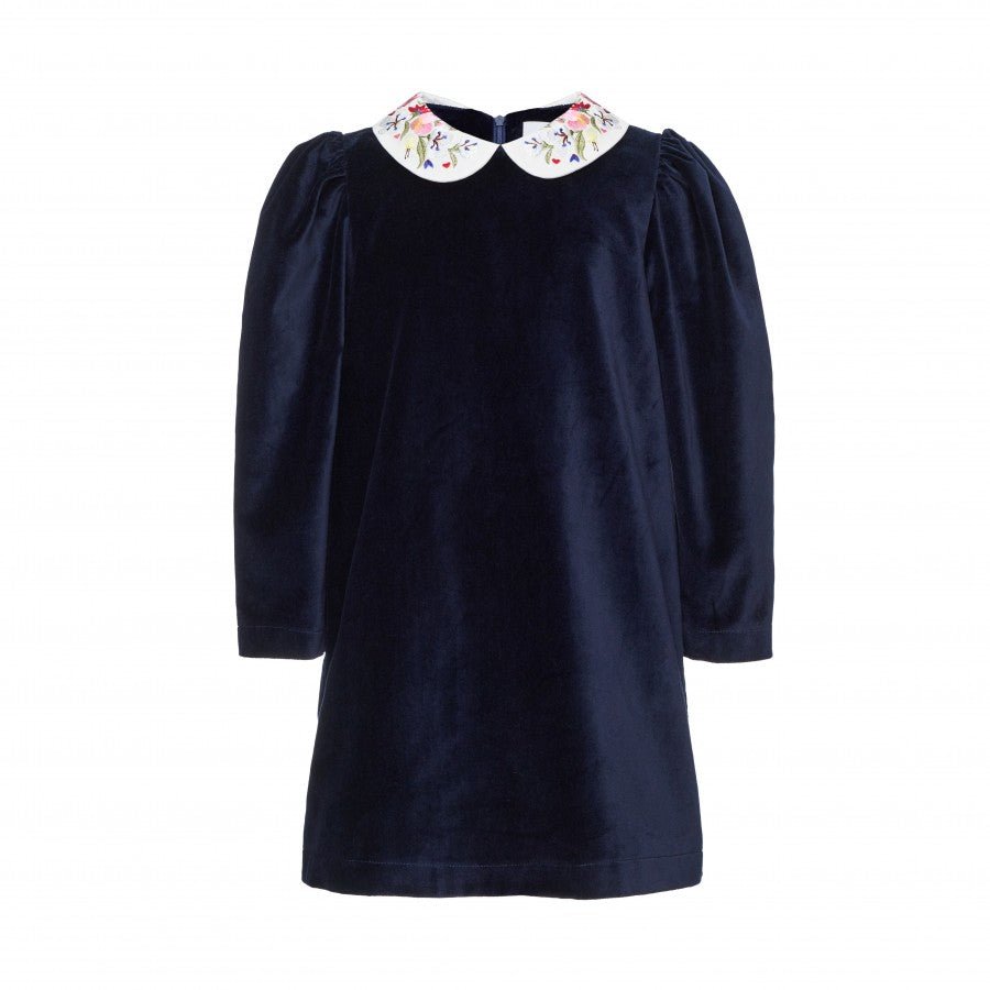 Haven Velvet Dress With Embroidered Peter Pan Collar - Posh New York