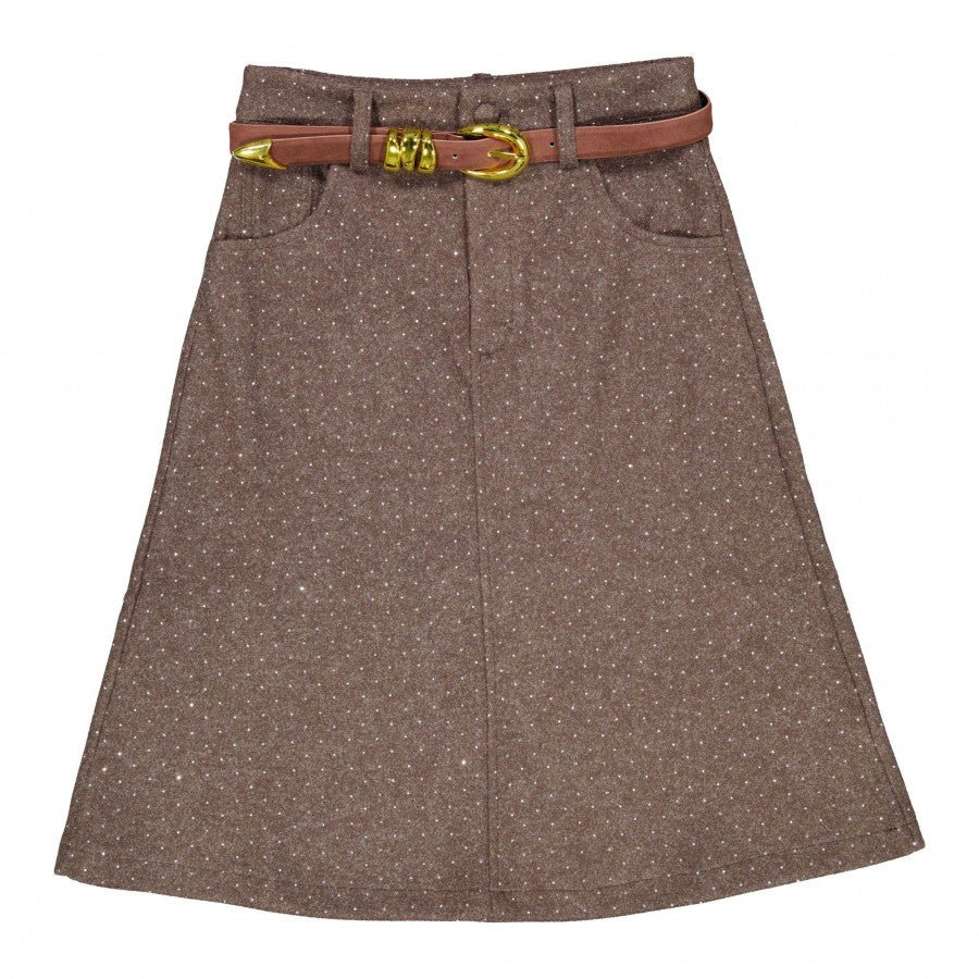 Heather Brown Wool Stud Pencil Skirt - Posh New York