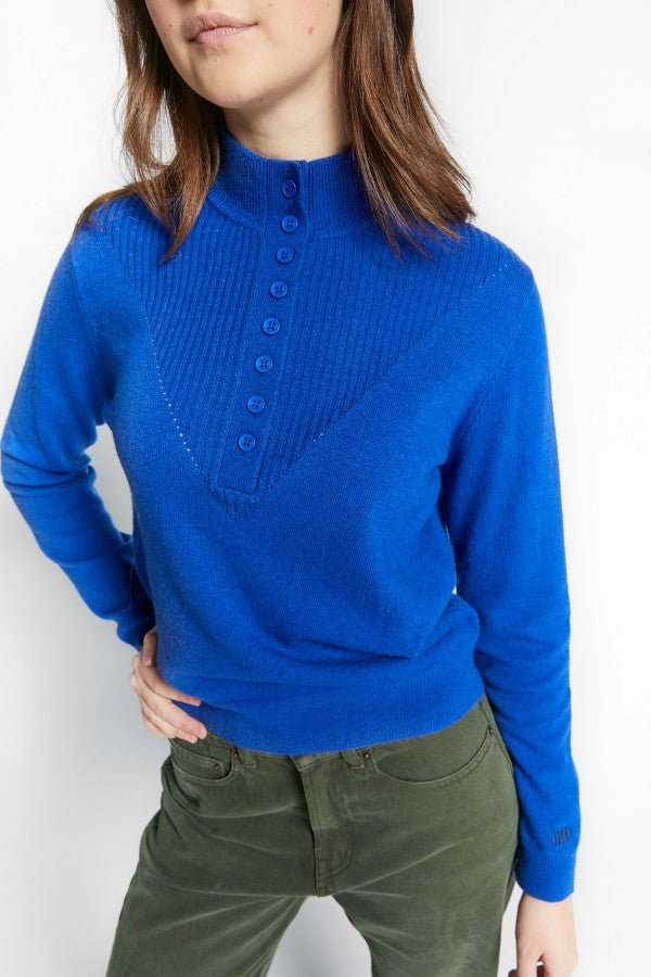 HIGH NECK PULLOVER WITH BUTTONS - Posh New York
