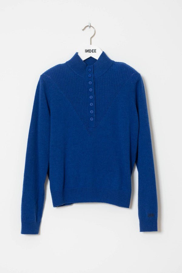 HIGH NECK PULLOVER WITH BUTTONS - Posh New York