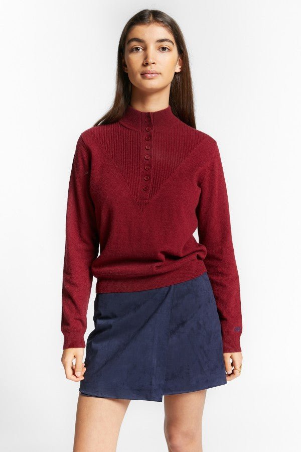 HIGH NECK PULLOVER WITH BUTTONS - Posh New York