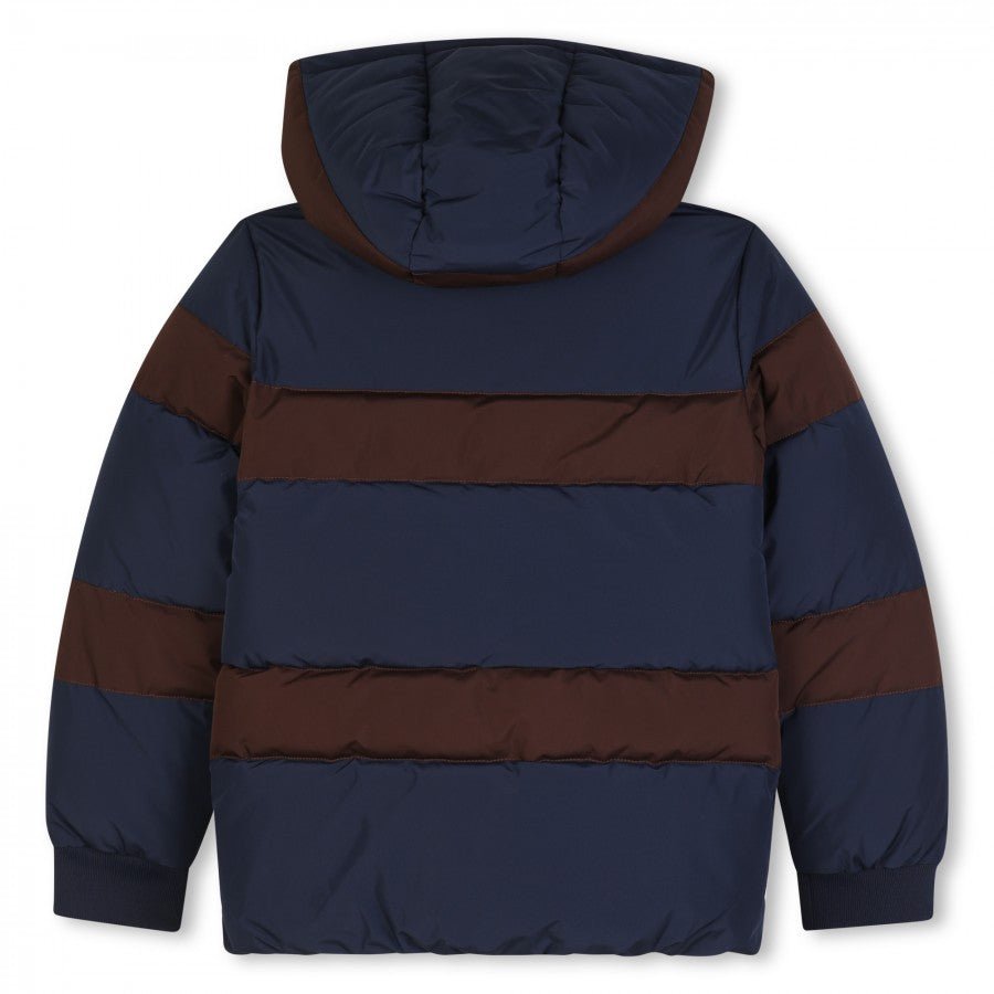HOODED PUFFER JACKET WITH STRIPES - Posh New York