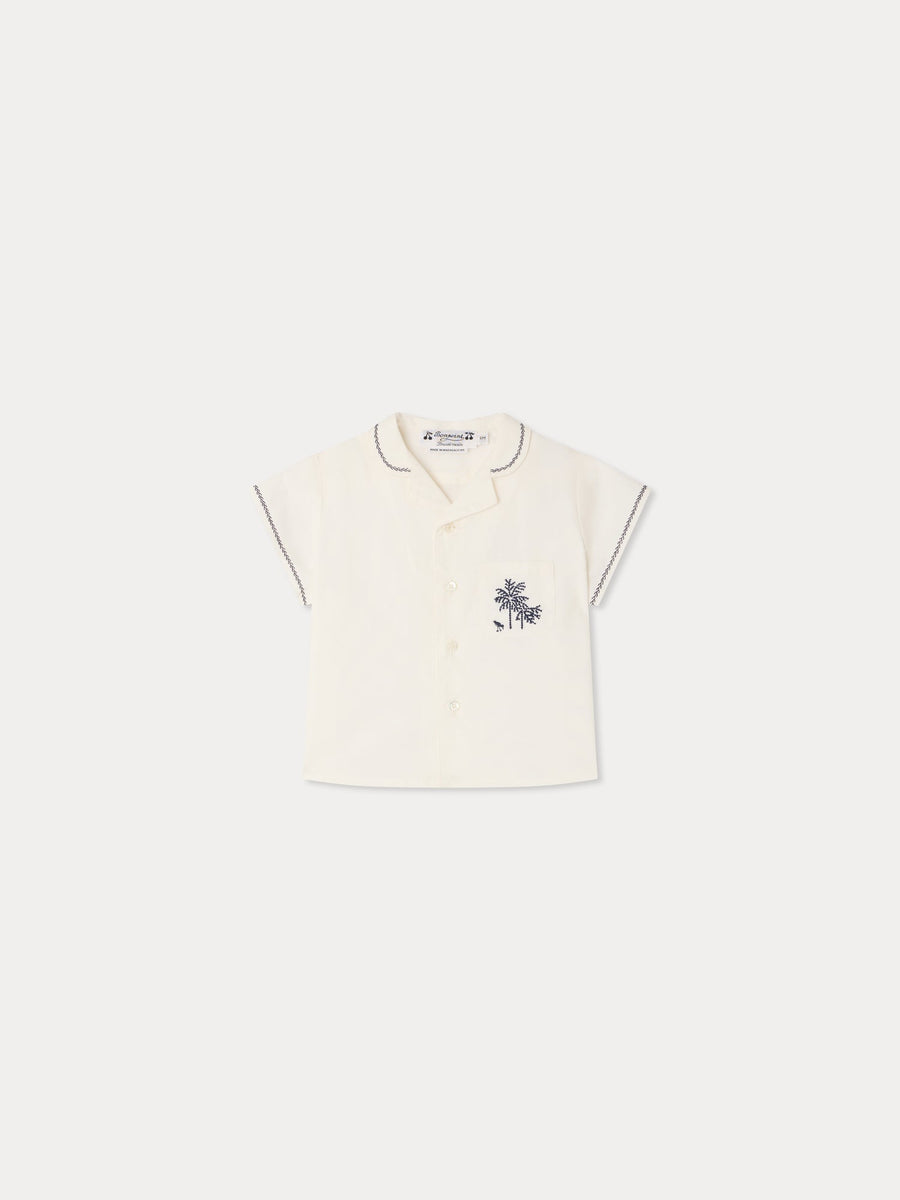 Lennard White Embroidered Shirt - UPB Blanc Lait 102 - Posh New York